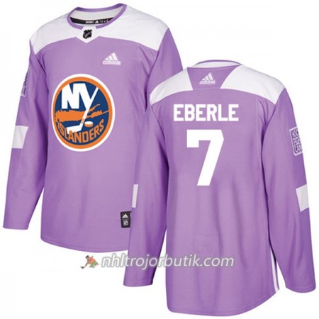 Män Ishockey New York Islanders Tröja Jordan Eberle 7 Adidas 2017-2018 Lila Fights Cancer Practice Authentic